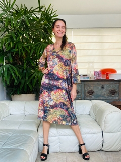 Vestido Evasê 3/4 Jersey Tropical - comprar online