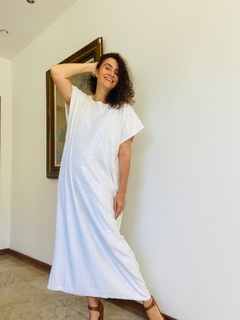 Vestido Kaftan Longo Paetê Branco - comprar online