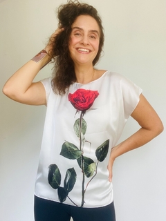 Camiseta Kaftan Cetim Rosa Única Branca - loja online