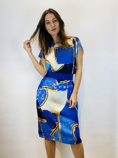 Vestido Kaftan Cetim Blue - comprar online