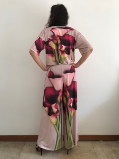 Calça Evasê Jersey Calla Vermelha - ALESSA