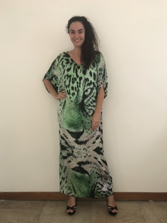 Vestido Longo T Seda Onça Verde - online store