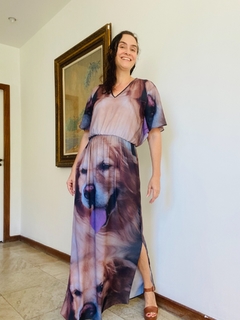 Vestido Morcego Crepe Cão