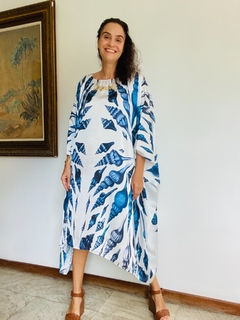 Vestido Máxi Curto Cetim Concha Azul na internet