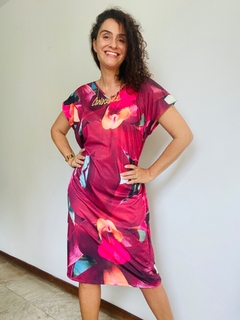 Vestido Kaftan V Jersey Orquídea Vermelho na internet