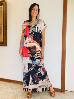 Vestido Kaftan Longo Cetim Pop Film - loja online