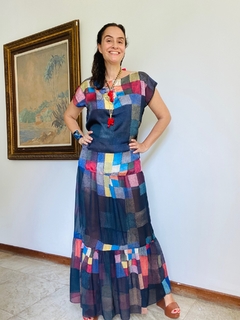 Saia Babados Longa Chiffon Paul Klee Colorido - buy online