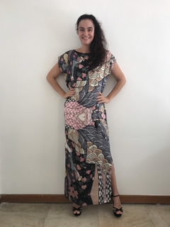 Vestido Longo Kaftan Cetim Mosaico - comprar online