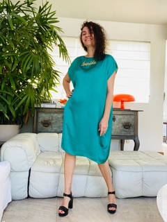 Vestido Kaftan Cetim Verde - comprar online