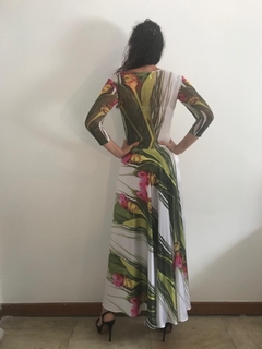 Vestido Longo Pele Evasê Tule/Cetim Folhagem - ALESSA