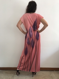 Vestido Longo Kaftan Jersey Antúrio Rosa - ALESSA