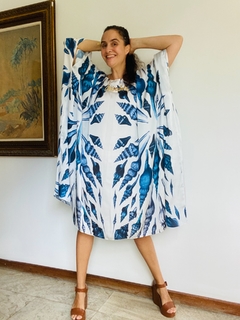 Vestido Máxi Curto Cetim Concha Azul - comprar online