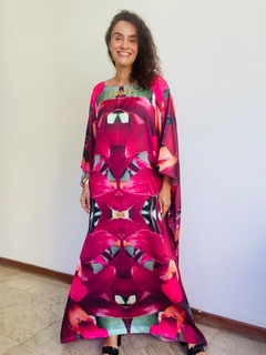 Vestido Maxi Longo Cetim Orquidea Vermelho - ALESSA