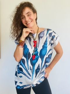 Camiseta Kaftan Cetim Concha Azul - online store