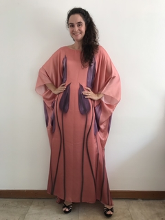 Vestido Longo Maxi Cetim Antúrio Rosa