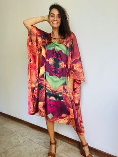 Vestido Maxi Curto Cetim Orquídea Laranja