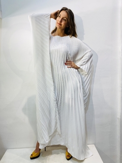 Vestido Plissado Longo Crepe Branco - comprar online