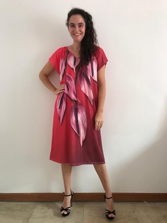 Vestido Kaftan V Jersey Antúrio Vermelho - comprar online