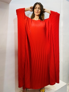 Vestido Plissado Longo Crepe Vermelho - loja online