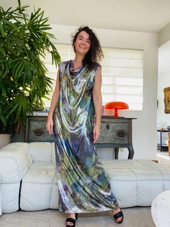 Vestido Kaftan Longo Paetê Orquídeas na internet