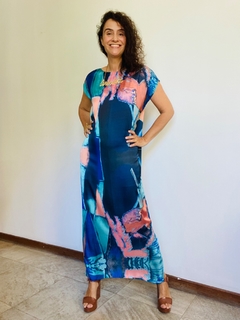 Vestido Kaftan Longo Cetim Moinho Invert