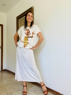 Vestido Kaftan Rolotê Jersey Castiçal Local Branco