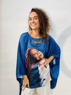 Camiseta Maxi Cetim Alcione Azul - online store