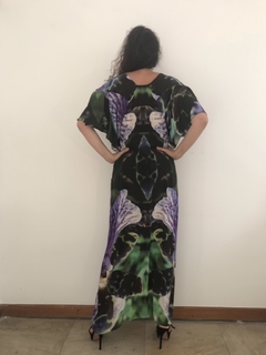 Vestido Longo Bata Seda Orquídea Roxa