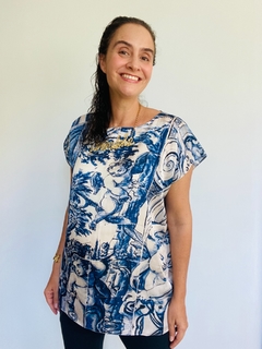 Camiseta Kaftan Cetim Anjos de Azulejos  - ALESSA