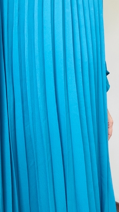 Vestido Plissado Curto Azul Piscina on internet