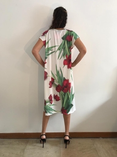 Vestido Kaftan V Jersey Tulipa Vermelha - ALESSA