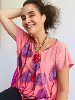 Camiseta Kaftan Jersey Antúrio Rosa - loja online