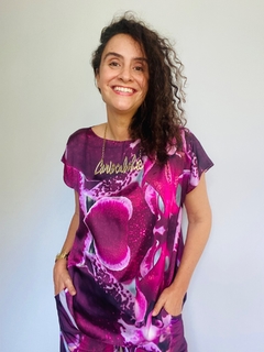 Image of Camiseta Kaftan Cetim Orquídea Vinho