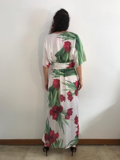 Vestido Longo Morcego Cetim Tulipa Vermelha - ALESSA