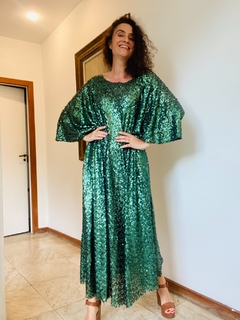 Vestido Maxi Longo Paetê Esmeralda