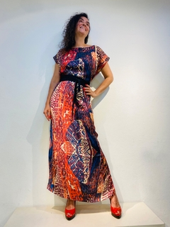 Vestido Kaftan Longo Cetim Leque on internet