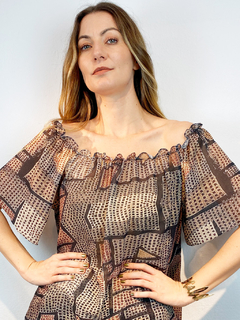 Blusa Cigana Chiffon Paul Klee Cinza - comprar online