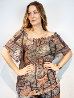 Blusa Cigana Chiffon Paul Klee Cinza - loja online