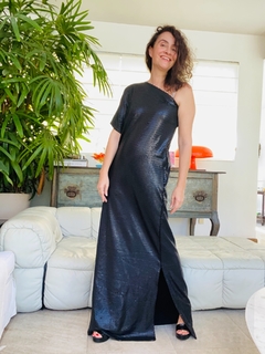 Vestido Ombro Só Morcego Longo Paetê Preto - comprar online