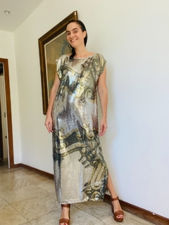 Vestido Kaftan Longo Paetê Espelho - comprar online
