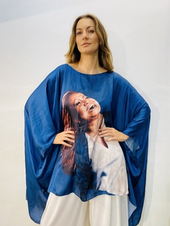 Camiseta Maxi Cetim Alcione Azul - comprar online