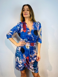 Vestido Sereia Saia Tulipa Jersey Paul Klee Azul - comprar online