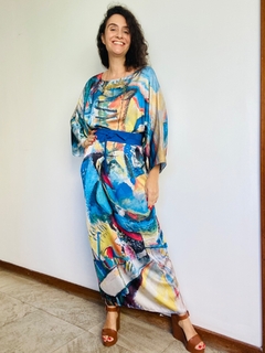 Vestido Maxi Longo Cetim Kandinsky