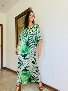 Vestido Longo T Seda Onça Verde - buy online