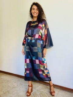 Vestido Maxi Longo Cetim Paul Klee Colorido - online store