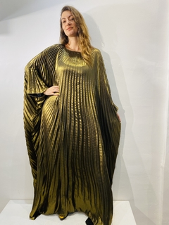 Vestido Plissado Longo Cetim Dourado na internet