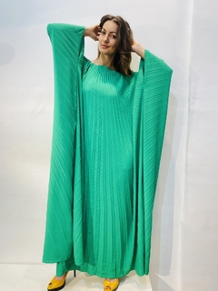 Vestido Plissado Longo Crepe Verde on internet