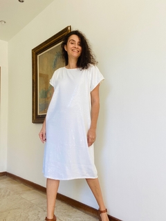 Vestido Kaftan Paetê Branco - comprar online