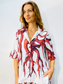 Camisa Social Manga Curta Crepe Coral - loja online