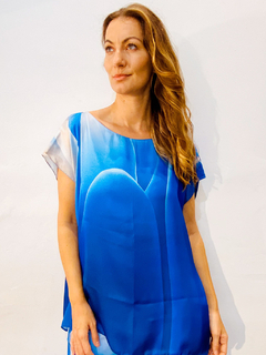 Camiseta Kaftan Cetim Água Azul - loja online